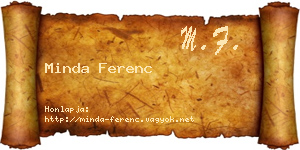 Minda Ferenc névjegykártya